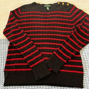 Lauren Ralf Lauren classic striped red and black sweater.